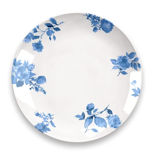 Tarhong Cottage Blue Floral Dinner Plate, 10.5-Inch, Pure Melamine, Shatterproof, Blue Floral, Set Of 6 #TOP8