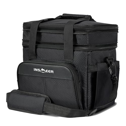 INSMEER Bolsa Termica Grande -Lancheira De 20 Litros - À Prova De Vazamentos - Alça De Ombro - Feminino/Homem - Projetadopara Trabalho, Escola, Uso Externo. (Preto)