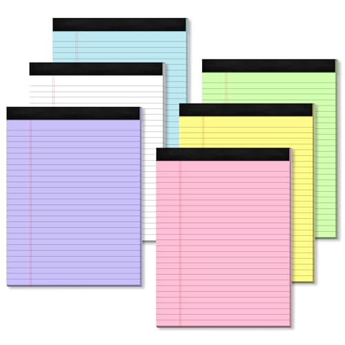 Pacote com 6 blocos legais 21 x 28 blocos coloridos 21 x 27 blocos de notas rosa perfurados 21 x 28
