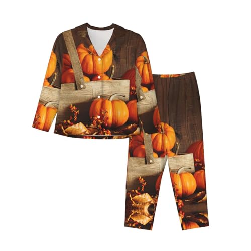 Ensemble de pyjama imprimé citrouille d'automne EdWal pour femme