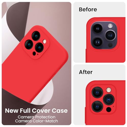 Image of FireNova Designed for iPhone 14 Pro Max Case, Silicone Upgraded [Camera Protection] Case, Soft Anti-Scratch Microfiber Lining Inside, 6.7 inch, Red