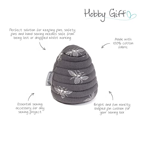 Hobby Gift Novelty Soft Fabric Pincushion, Bee Hive Grey Bees - Image 4
