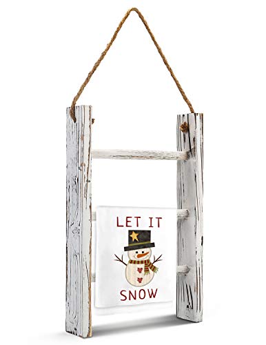 DOCMON Handtuchhalter, 3 Ebenen, weiß gekalktes Holz Cover