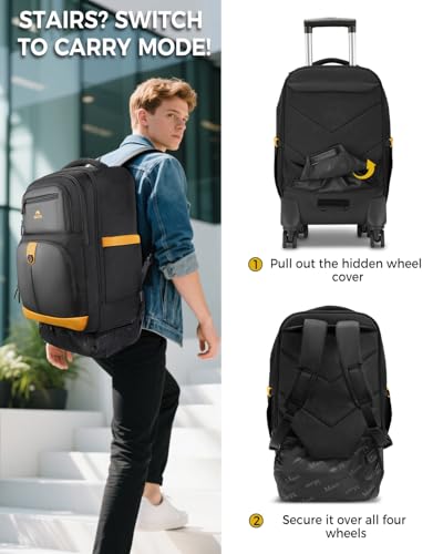 Image of MATEIN Rolling Backpack with 4 Spinner Wheels, 17 Inch Backpack on Wheels