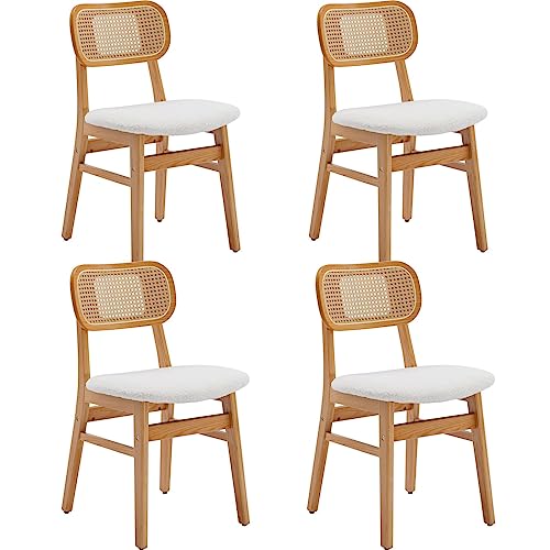 Wahson Juego De 4 Sillas De Comedor Madera Tapizada Sillas De Cocina Con Respaldo De Rattán, Sillas Laterales Modernas Para Restaurante Salón, Beige Wahson Juego De 4 Sillas De Comedor Madera Tapizada Sillas De Cocina Con Respaldo De Rattán, Sillas Laterales Modernas Para Restaurante Salón, Beige