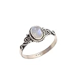 Rainbow Moonstone, 925 Solid Sterling Silver Handmade Ring, Engagement Ring, Blue Flash Moonstone Jewelry, Dainty Ring, Ring For Women, Mermaids Gift, Cocktail Ring, Christmas Day Gift
