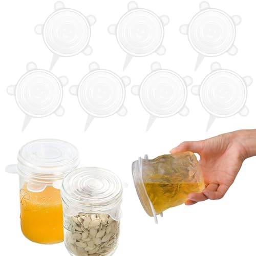7 Piezas Tapas Silicona Ajustables Cocina 8.5cm Tapas de Silicona Elasticas Cocina Tapa Microondas Libre BPA Protector Horno Silicona para Lavavajillas Compatibles con Todo Tipo de Recipientes