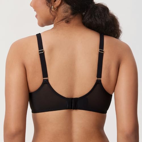 DELIMIRA Women's Cosnufy Sheer Balconette Bra Full Coverage See Through Plus Size Unlined Underwire Bras2