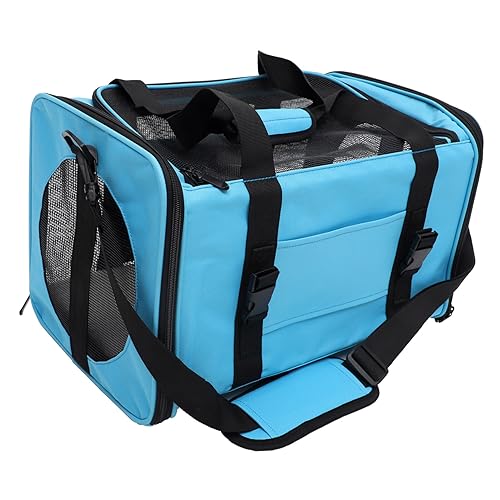 1 jaula de viaje para perros, bolsa para mascotas, perreras para perros al aire libre, bolsa de viaje para cachorros, transportador plegable para mascotas de malla de lados suaves, color azul