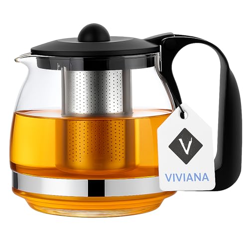 Viviana GlasTeekanne Shov Edition hitzebeständige Teekanne mit EdelstahlInfuser ideal für losen Tee & Klarglas-Optik (1250ml)