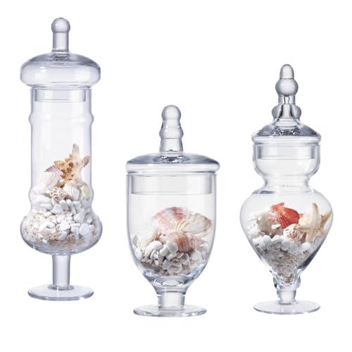 Set of 3 Apothecary Jar Glass Decorative Candy...