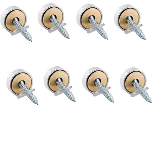 Tornillo espejo de cobre macizo, tapa decorativa, tornillo para anuncio de vidrio, acabado plata pulida 12mm - (8 piezas) miniatura 1