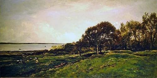 Toile Le Pré des Graves de Daubigny - Tableau de Paysage Célèbre 60x90cm