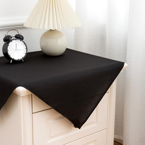 Image of sancua 2 Pack Small Square Tablecloth 24 x 24 Inch Black, Stain and Wrinkle Resistant Washable Polyester Table Cloth Decorative Solid Fabric Table Cover for Nightstand End Bedside Tables