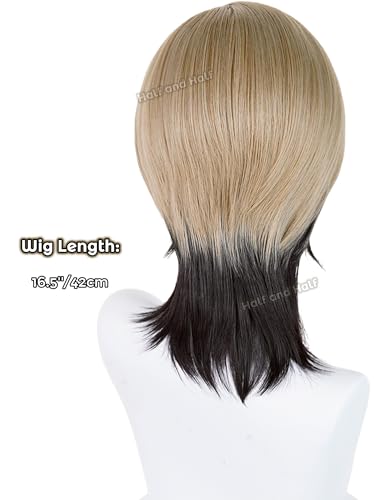 Image of Zanka Cosplay Wig Short Brown Blonde and Black Anime Wig for Men | Light Brown Male Wigs for Unisex Women Party Halloween Costumes