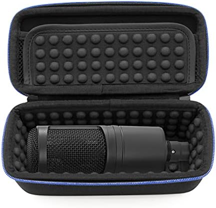 CASEMATIX Padded Microphone Case Compatible with AT2020 USB, AT2020USB Plus, AT2035, AT2050, AT4033A, AT4040, AT4050, ATR2500 USB with Windscreen and Small Cable Accessories, Case Only