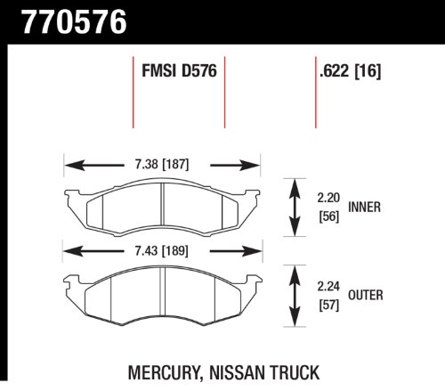 Image of Hawk Performance 770576 FMSI D576 OES Premium Ceramic Disc Brake Pad