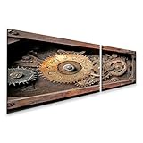 islandburner Prime Bild auf Leinwand Alte rostige Zahnräder und Holzkasten für Werkstatt Technikliebhaber Maschinenbauunternehmen Bilder Wandbilder Poster