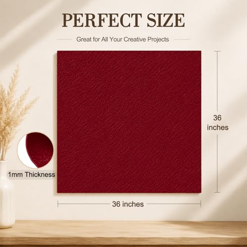 Image of Wine Red Large Felt Fabric 36 inch x 36 inch (1 Square Yard), 1mm Stiff Felt Sheet, Nonwoven Fabric for Crafts, DIY Projects, Art, Sewing, Lining & Decorations
