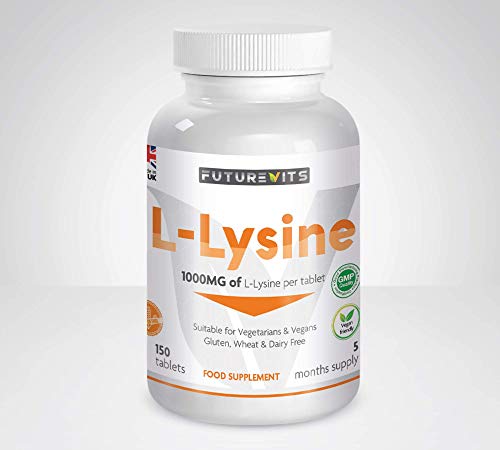 L-Lysine 1000mg 150 Tablets 5 Month Supply Vegetarian and Vegan Friendly Made UK Futurevits