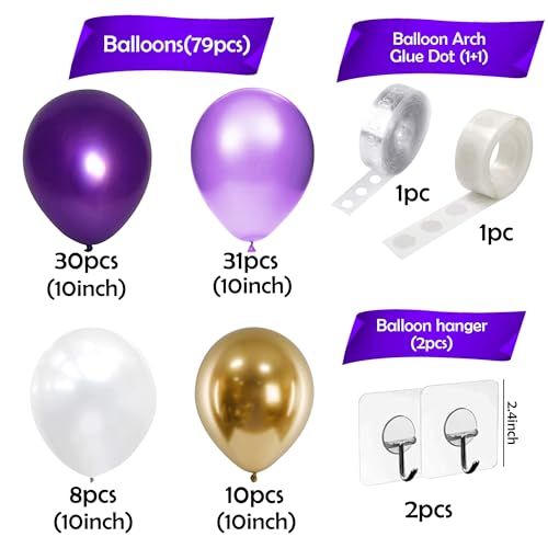 Image of Party Propz Rubber Balloons For Decoration 83 Pcs Purple Balloons For Birthday Decoration Balloon Garland Arch Kit Purple And White Balloons For Decoration Balloons For Party Decoration Balloon Arch