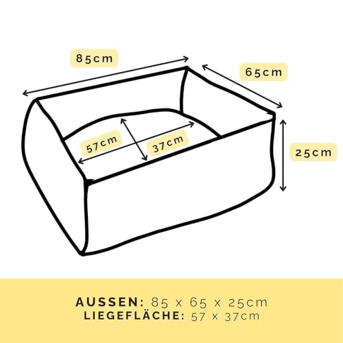 PAW WOW Sven Hundebett | Orthopädisches Hundebett | Teddy-Stoff | Hundekörbchen für kleine, mittelgroße und große Hunde (Olive, 85x65cm)