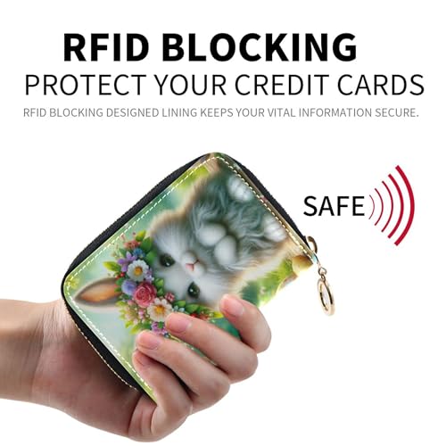 Colorful Bunny Rabbit Easter Women's Wallet Zip Around Credit Card Wallets RFID Blocking Leather Coin Change Purse with Zipper2