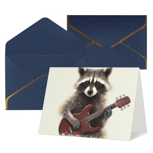 QMNSEHF 封筒付きブランクグリーティングカード Thank YouCard おもしろアライグマ Happy Birthdayカード 女性用 男性用 クリスマス ハロウィン ウェディング ブランク ノートカード あらゆる機会のグリーティングカード 4x