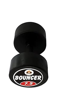 ASG 7.5Kg Single Bouncer Rubber Dumbbell - Exercise Dumbell For Home Gym (1 Piece),Black - image, photos