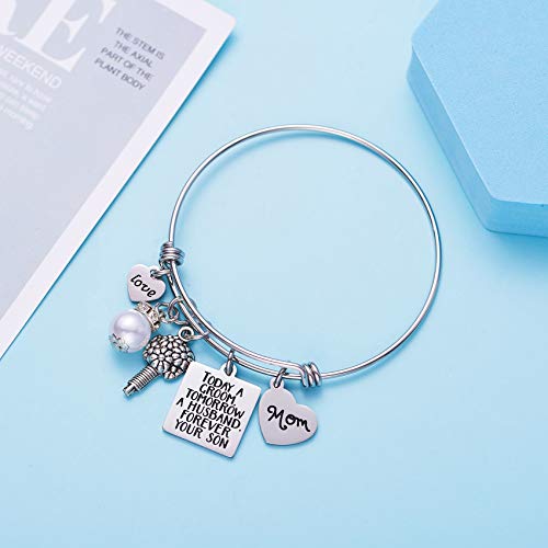 LParkin Mother of The Groom Bride Gifts Mother In Law Gift Mom Bangle Bracelets From Son Today a Groom Tomorrow a Husband Forever Your Son Bracelet4