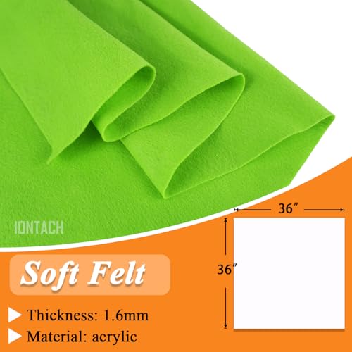 Image of IONTACH 36 inch X 36 inch Soft Felt Fabric 1.6mm Thick (Apple Green) | Felt Sheets for Crafts, Embroidery, Patchwork, Liner, School Projects, Home Decoration