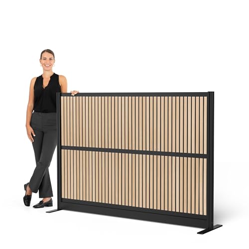 Grove Modular Wall | Room Divider with Faux Wood Slats,
