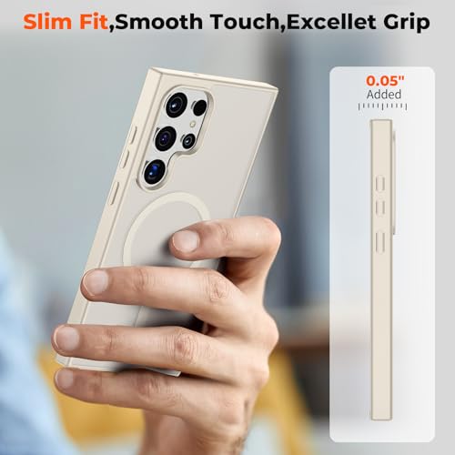 Image of SUPFINE Magnetic for Samsung Galaxy S23 Ultra Case, (Built-in Magnets) (Military Grade Drop Protection) Slim Translucent Shockproof Phone Case,Stone