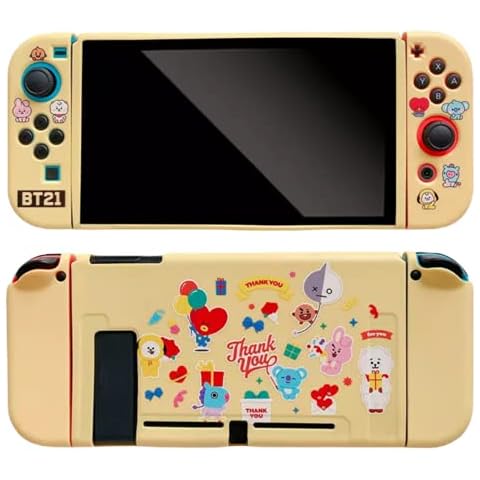 Nintendo Switch BT21 BTS Characters Strong Hard Wearing TPU Rubber Case Shell Protective Cover for Switch and Joy Cons Cover