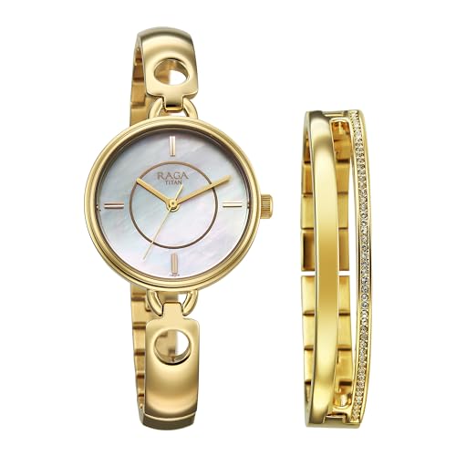 Image of Titan Raga Contempore Quartz White Round Dial Men's Watch | Brass Solid Link Strap Material | Watches for Man | Watches for Men Analog - 2774YM01F