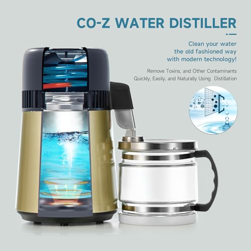 Image of CO-Z Water Distiller, Stainless Steel Distilling Pure Water Machine for Home Countertop Table Desktop, 4L Distilled Water Making Machine, 4 Liter Water Purifier to Make Clean Water for Home