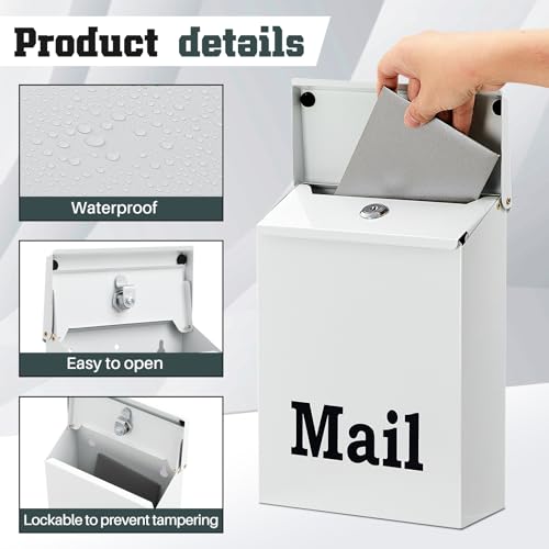 MorningRo Wall Mailbox with Lock, White, 10 x 7 x 3 Inch by MorningRo - Used condition - Image 3