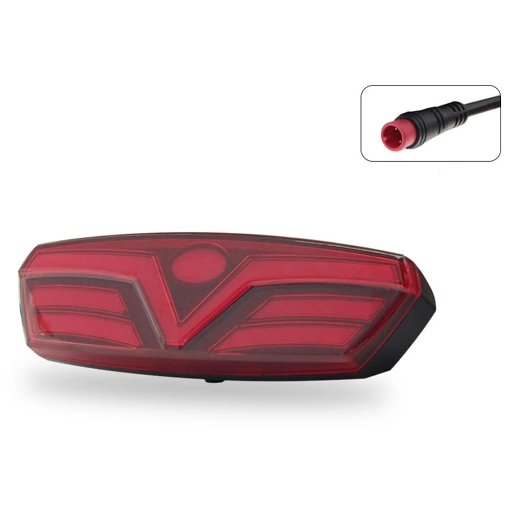 48V Bicicletta Elettrica Fanale Posteriore LED Avvertimento Lampada Posteriore 2Pin Connettore Impermeabile Accessori per Bici Elettrica