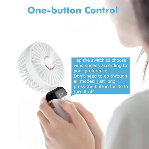 Image of Handheld Fan, USB Rechargeable Mini Portable Fan, Small 5 Speed Pocket Fan with Lanyard and Base, Built-in 4200mAh Battery Desk Fan