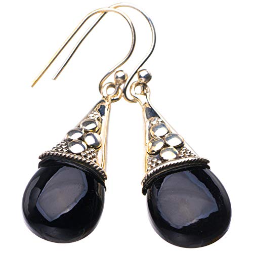 Boucles d'oreilles en argent sterling 925 et onyx naturel d'exception