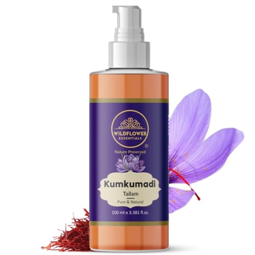 Wildflower Essentials Kumkumadi Tailam (Oil) beauty oil for acne, pimples, black heads, spots, makes skin glowing, Skin Brightening 100ml