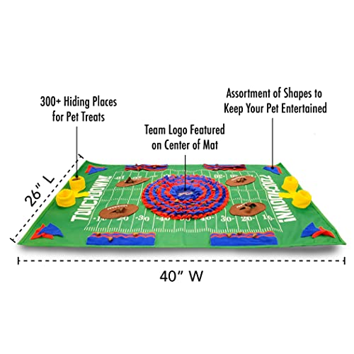 Image of NFL Buffalo Bills Dog Snuffle Mat - Interactive Pet Slow Feeder, Football Field Design Food Puzzle Toy for Dogs & Cats, Foraging Activity Mat for Smarter Feeding