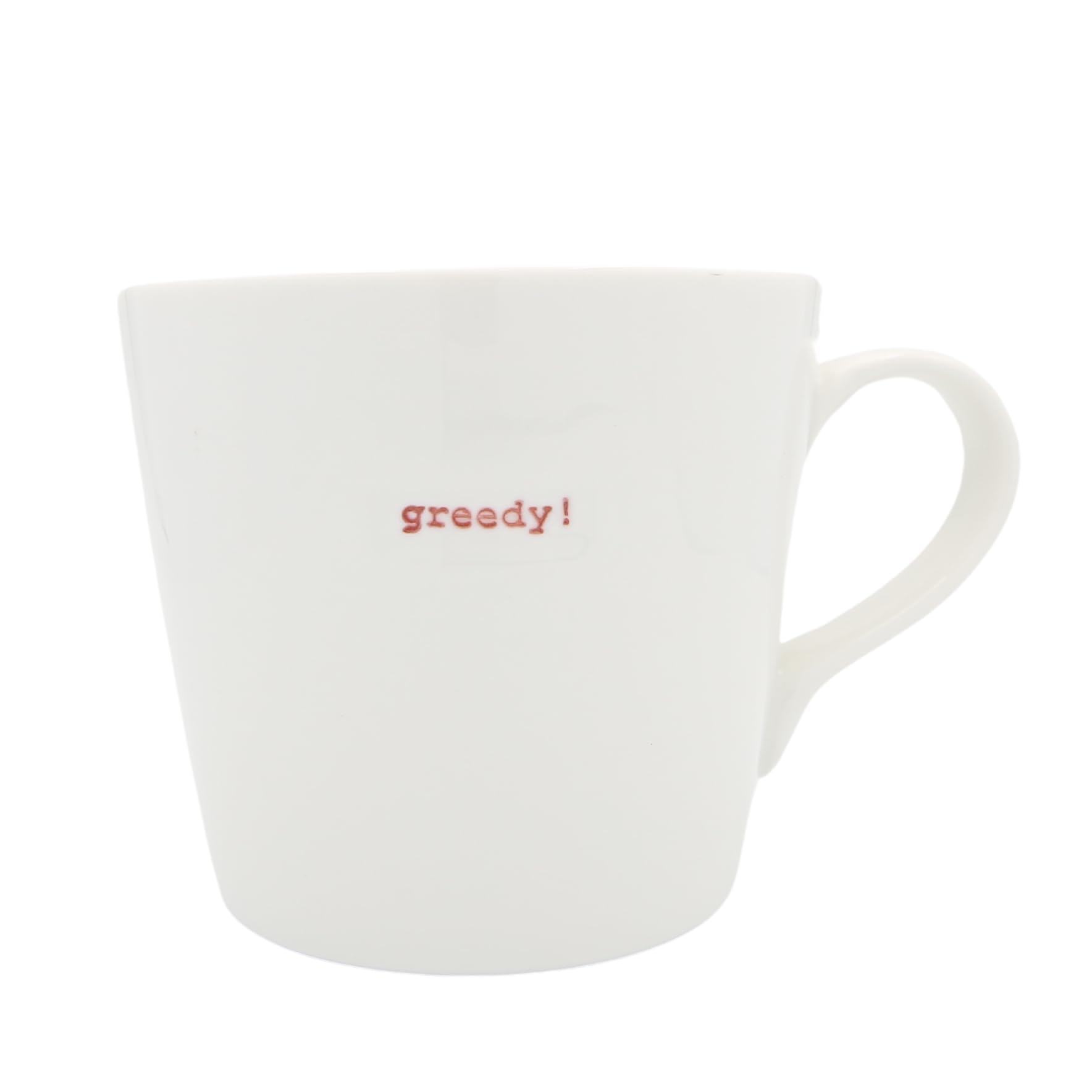 Keith Brymer Jones - Word Range - Large Ceramic White Mug - Greedy! (red) - 500ml - Gift Boxed