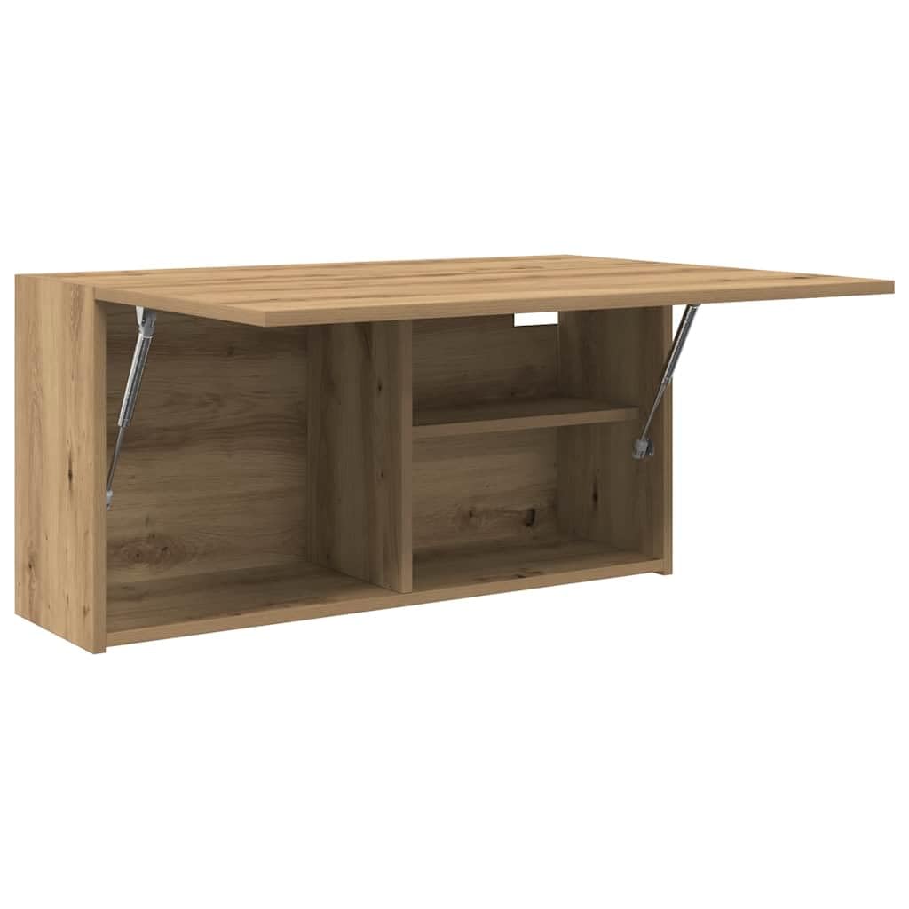 Floating Wall Cabinet, Modern Wood-Grain Wall-Mounted Storage Unit, Hanging Shelf Cabinet for Bathroom, Kitchen and Living Room (80 x 25 x 40 cm)
