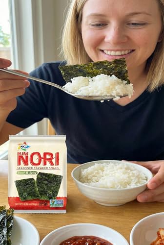 KIMNORI Seasoned Seaweed Snacks Sheets – Organic Sweet 'N Spicy Flavor 24 Individual Packs Roasted Crispy Premium 100% Natural Laver Kim Nori 4g 0.14 Ounce