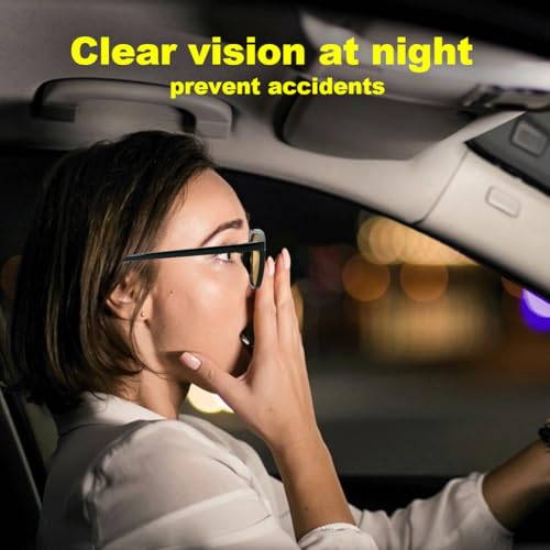Image of AOSM Night Driving Glasses for Men and Women, Polarized Night Vision Lens Anti-Glare Diminish Headlights Enhance Vision （Long Rivet）