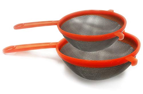 Space Home - Colador Escurridor de Cocina - Malla Fina - Set de 2 - Diámetros 16 y 20 cm - Naranja