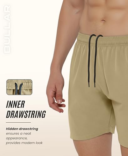 Image of BULLAR Premium Polyester Training Shorts Combo, Gym wear, Running, Sports,Workout Dryfit, Quick Dry Shorts with Drawstring