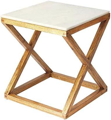 Butler Specialty Braylon Marble and Wood End Table in Brown