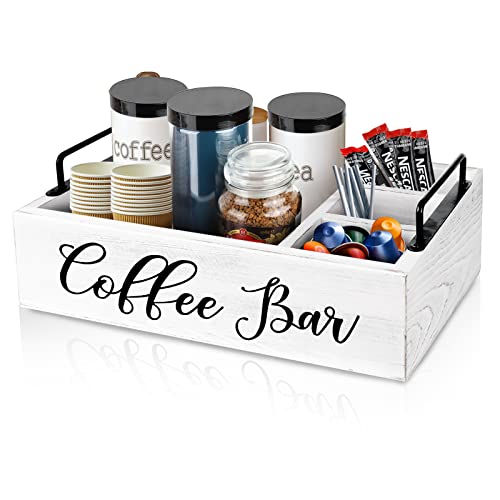 MINCORD Coffee Station Organizer Wooden Coffee Bar Holder Accessories for Countertop, Farmhouse Kcup...